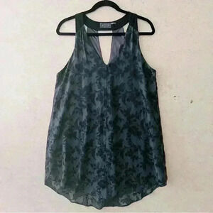 ANTHROPOLOGIE ASTR WOMENS GREY BLACK DESIGN‎ LINED CLASSY BOHO M TANK TOP